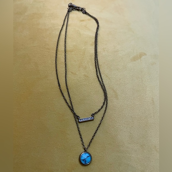 Chloe + Isabel for Birchbox turquoise-colored stone and rhinestone necklace NWT - Picture 3 of 7